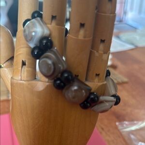 Elegant Black and Brown Beaded Bracelet